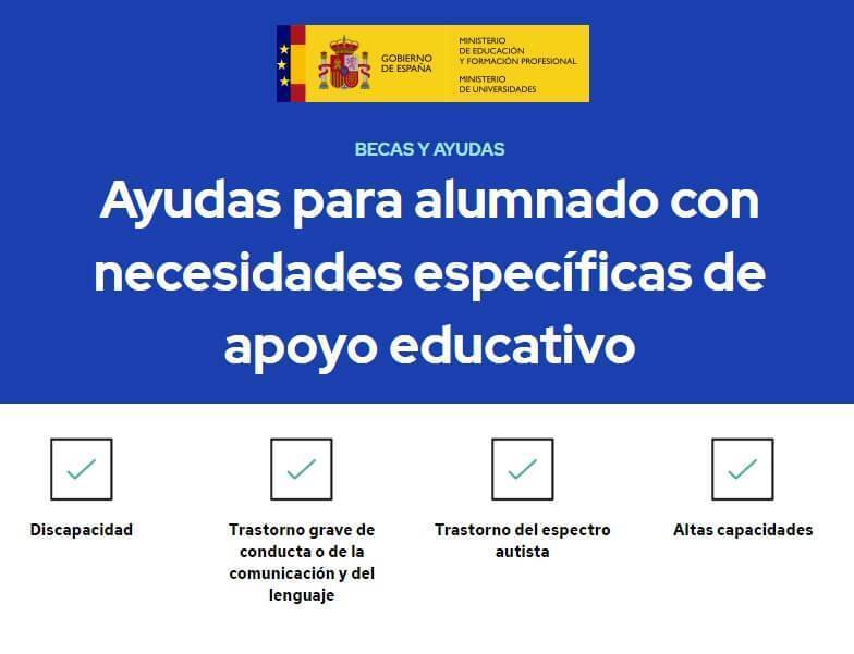 Ayudas para el alumnado con necesidades específicas de apoyo educativo (NEAE)